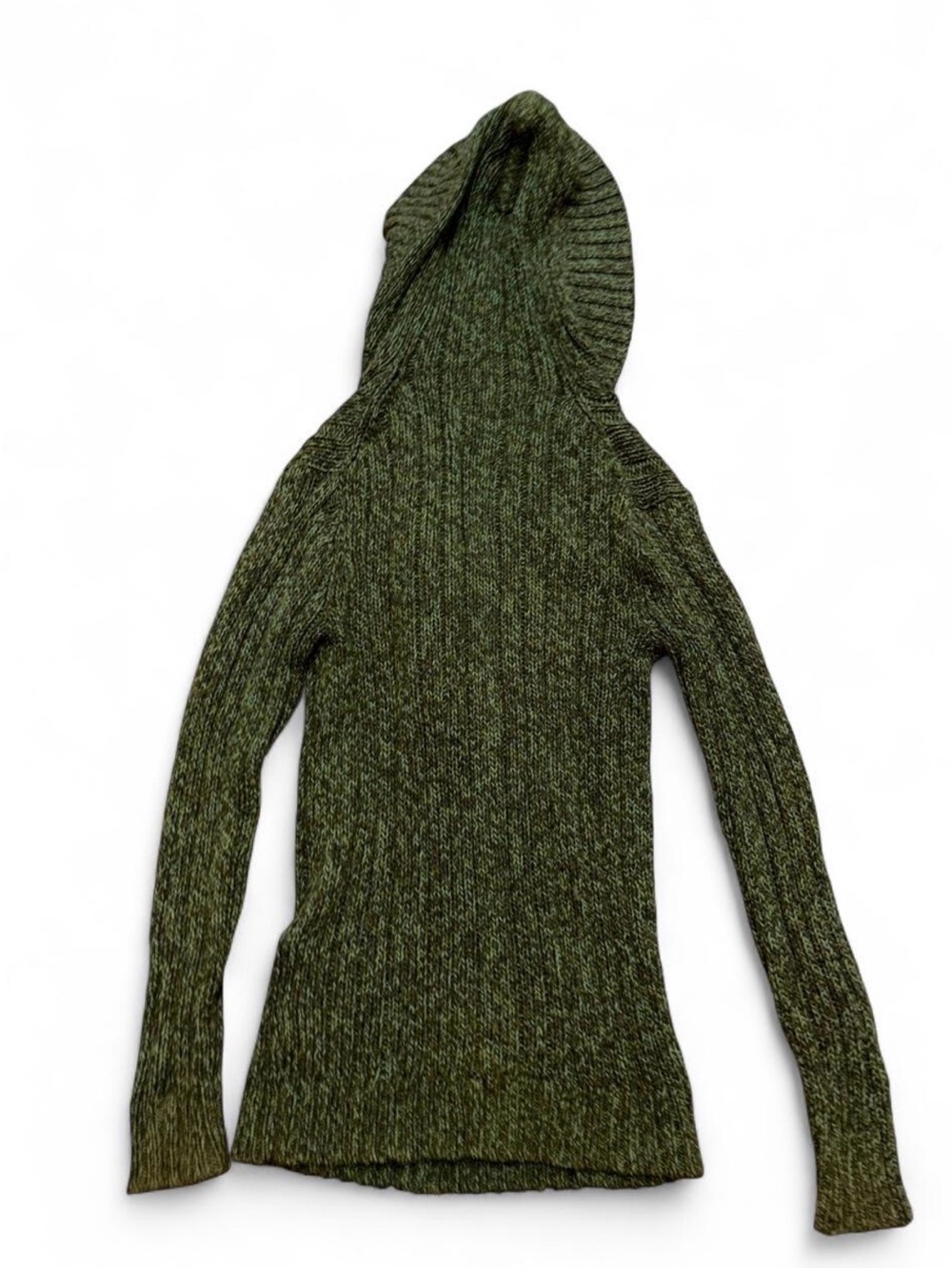 vintage Y2K 2007 Old Navy marled green cable knit toggle hoodie fall sweater - Picture 5 of 8